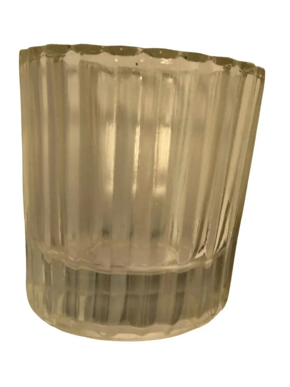 Ribbed Cut Glass Votive Tea Light Candle Holder Clear Small Wedding 2 x 2